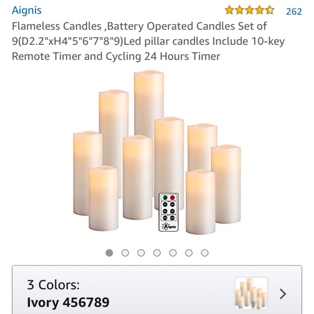Flameless candles. Set of 9.